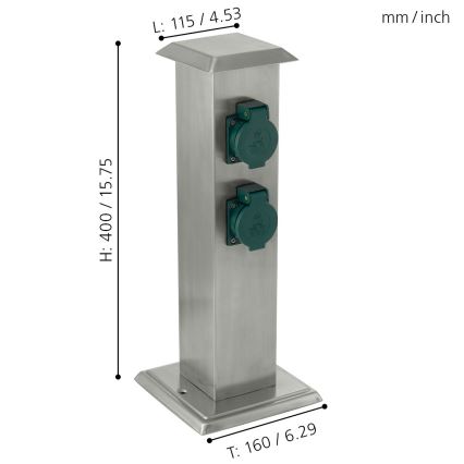 EGLO - Уличная розеточная колонна зеленый SCHUKO IP44