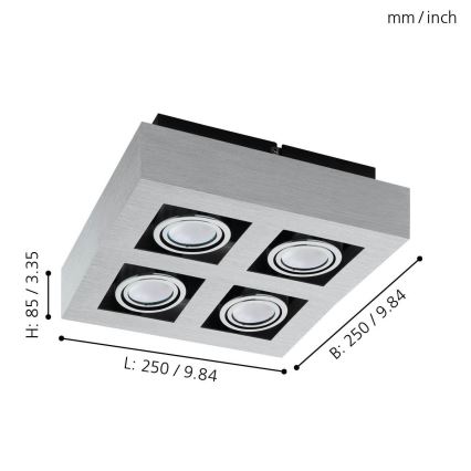 Eglo - Светодиодный точечный светильник 4xGU10-LED/5W/230V
