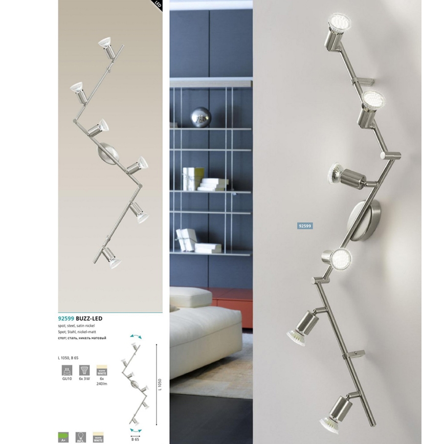 Eglo - Светодиодный точечный светильник 6xGU10-LED/2,8W/230V