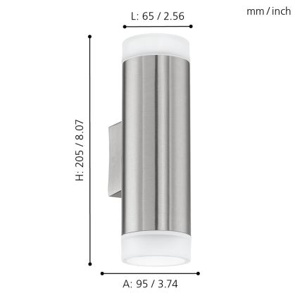 Eglo - Уличный настенный светильник GU10/2,5W/230V IP44