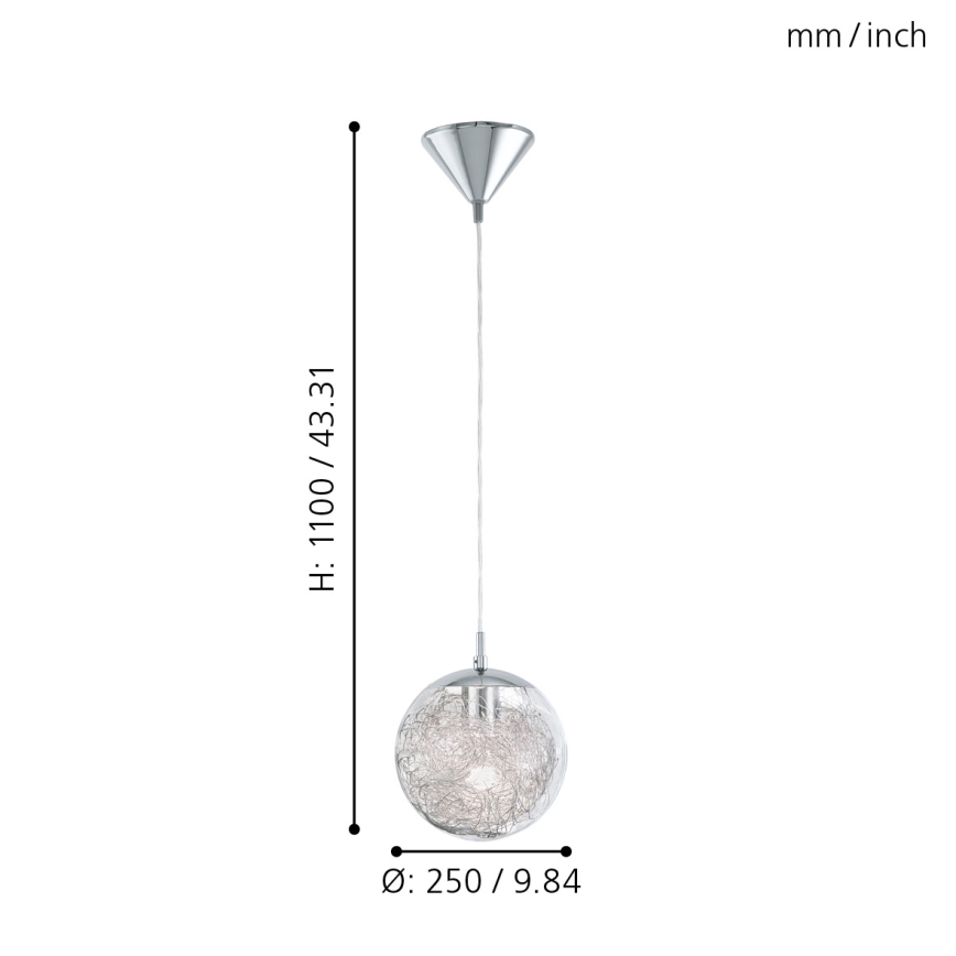Eglo 93073 - Подвесной светильник на тросе LUBERIO 1xE27/60W/230V Ø 25 см