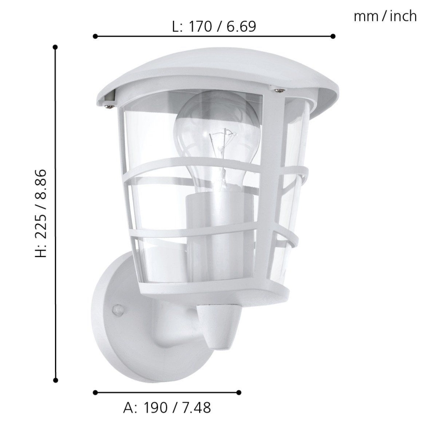 Eglo - Уличный светодиодный настенный светильник 1xE27/8,5W/230V IP44