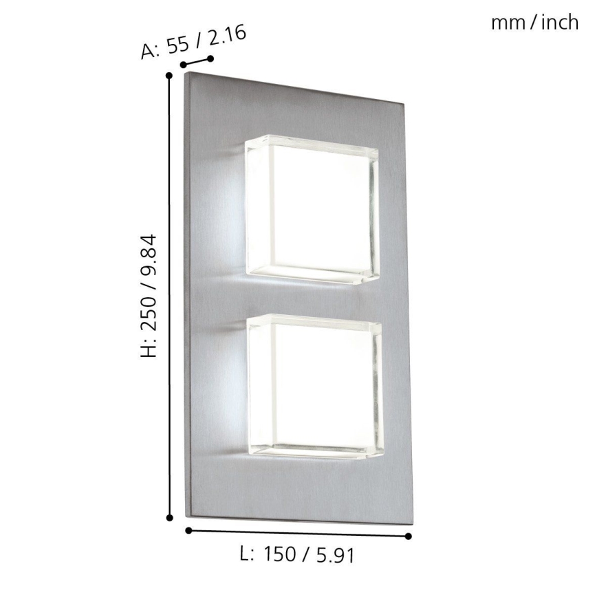 Eglo 93365 - Вуличний світлодіодний настінний світильник PIAS 2xLED/2,5W/230V IP44
