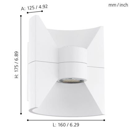 Eglo 93367 - Уличный светодиодный настенный светильник REDONDO белый 2xLED-SMD/2,5W/230V IP44
