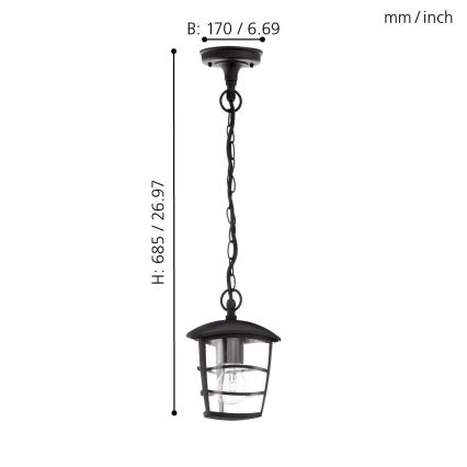 Eglo - Вулична світлодіодна люстра 1xE27/8,5W/230V IP44