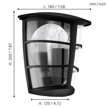 Eglo - Зовнішній настінний світильник 1xE27/60W/230V IP44