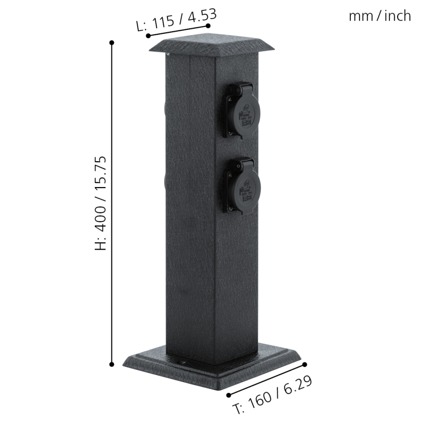 EGLO - Уличная садовая колонна с розетками SCHUKO IP44