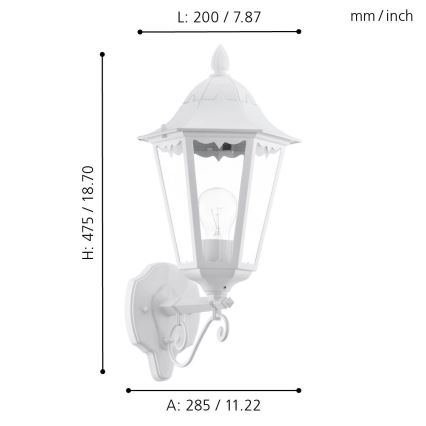 Eglo - Зовнішній настінний світильник 1xE27/60W/230V IP44