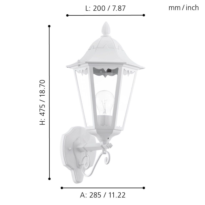 Eglo - Зовнішній настінний світильник 1xE27/60W/230V IP44