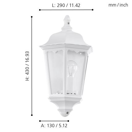 Eglo 93448 - Зовнішній настінний світильник NAVEDO 1xE27/60W/230V IP44