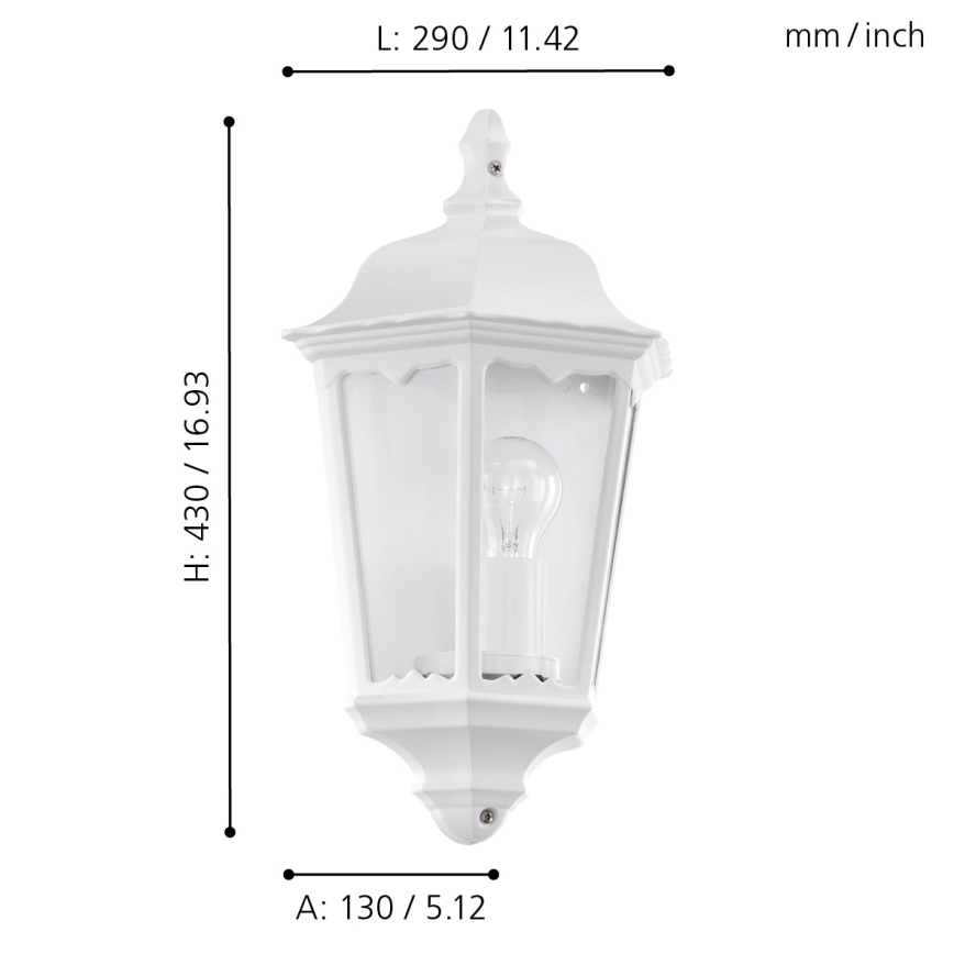 Eglo 93448 - Зовнішній настінний світильник NAVEDO 1xE27/60W/230V IP44