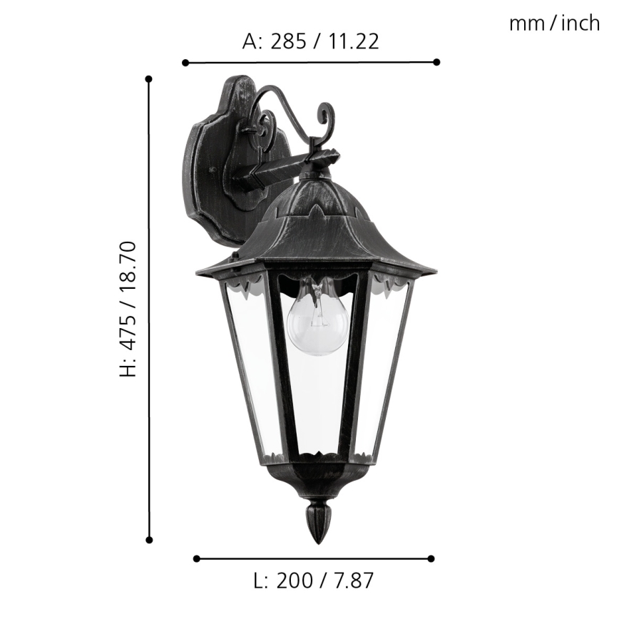 Eglo - Уличный настенный светильник 1xE27/60W/230V IP44
