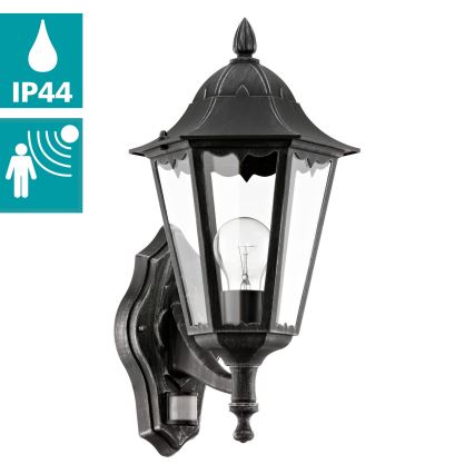 Eglo - Зовнішній настінний світильник з датчиком 1xE27/60W/230V IP44