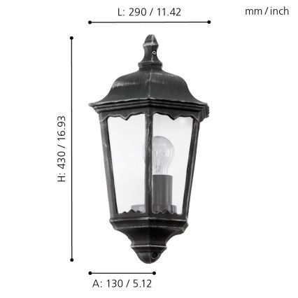 Eglo - Уличный настенный светильник 1xE27/60W/230V IP44