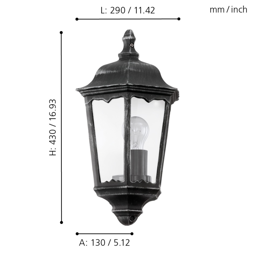 Eglo - Уличный настенный светильник 1xE27/60W/230V IP44