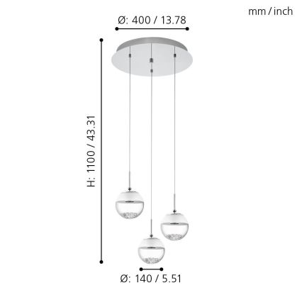 Eglo - Светодиодная люстра 3xLED/5W/230V