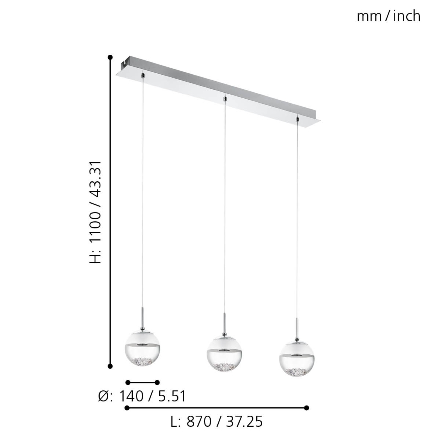 Eglo 93784 - Світлодіодний підвісний світильник MONTEFIO 1 3xLED/5W/230V