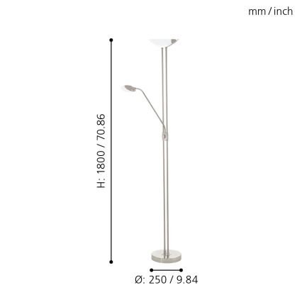 Eglo - Светодиодный регулируемый торшер LED/20 Вт + LED/2,5 Вт матовый хром