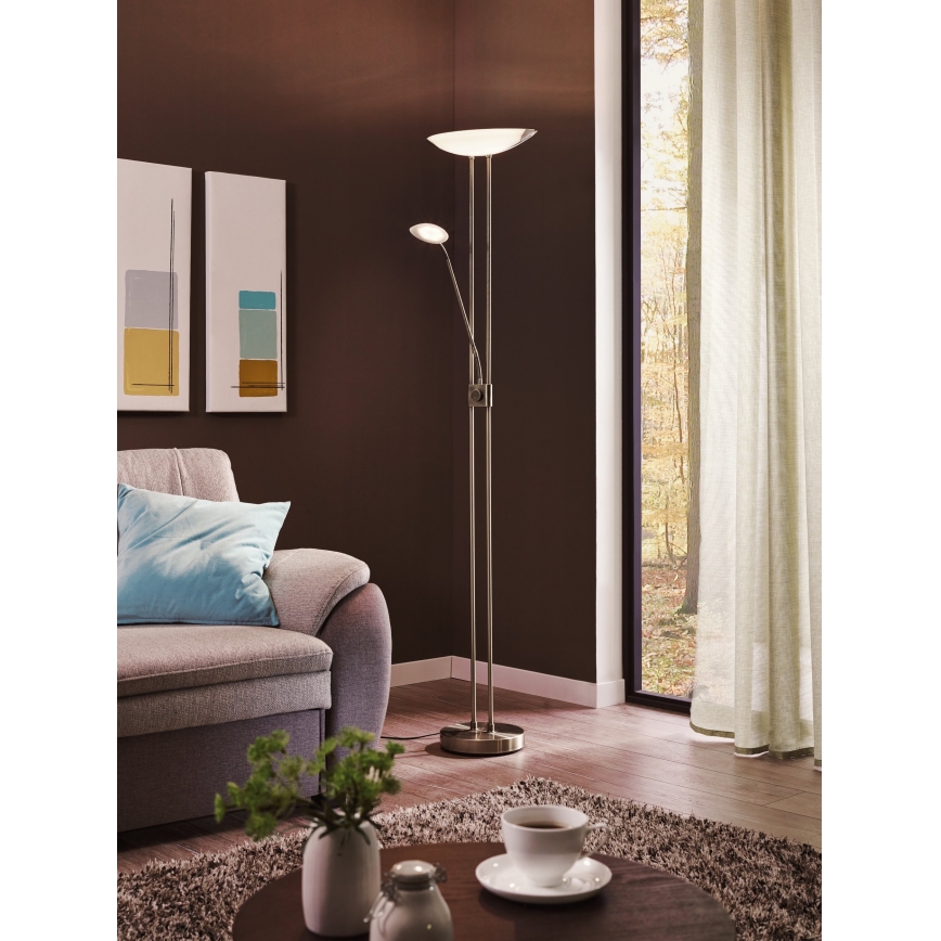 Eglo - LED Торшер з регулюванням яскравості LED/20W + LED/2,5W матовий хром