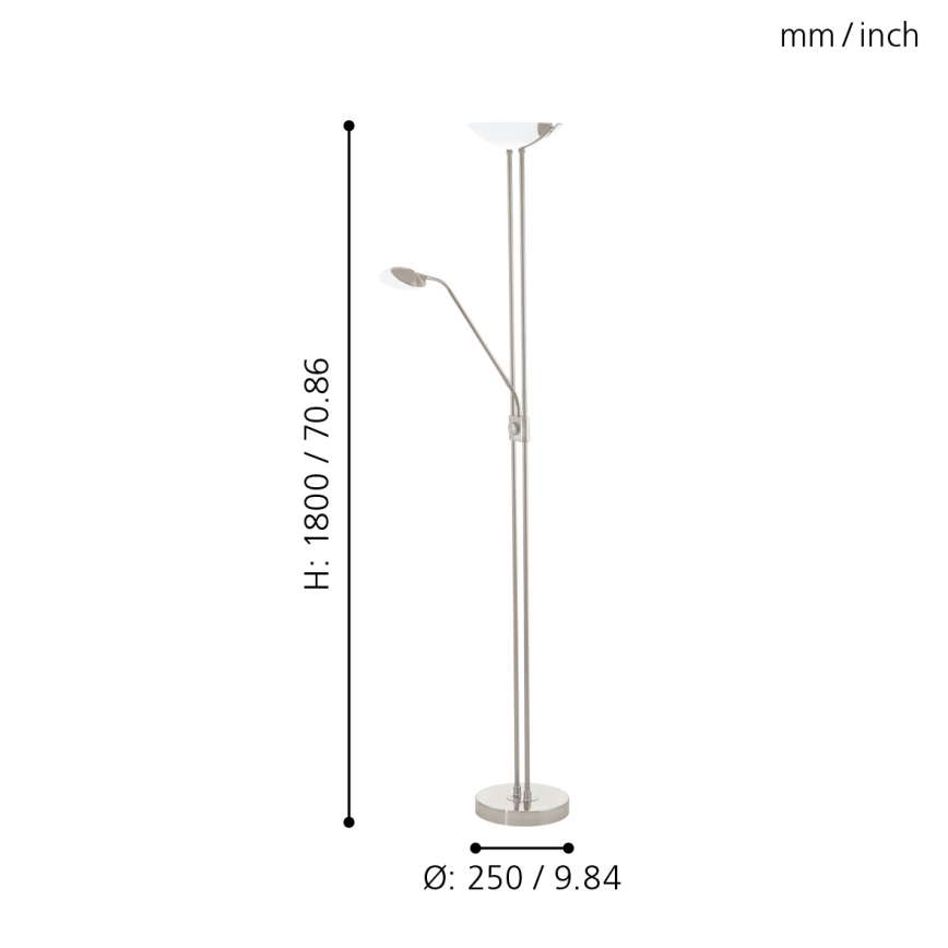 Eglo - LED Торшер з регулюванням яскравості LED/20W + LED/2,5W матовий хром