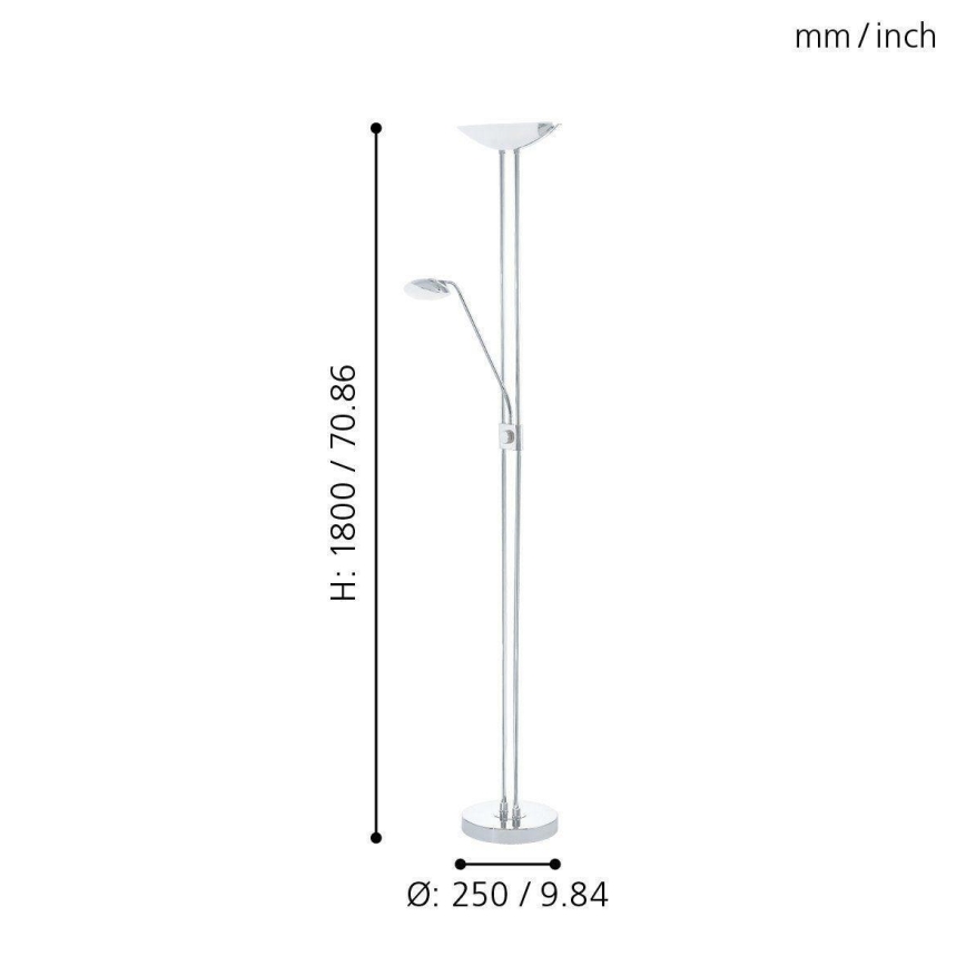Eglo - Светодиодный торшер с регулированием яркости LED/20W + LED/2,5W блестящий хром