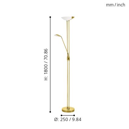 Eglo - LED Торшер з регулюванням яскравості LED/20W + LED/2,5W