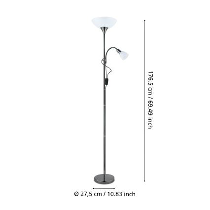 Eglo - Торшер 1xE27/60W/230V + 1xE14/25W/230V черный хром