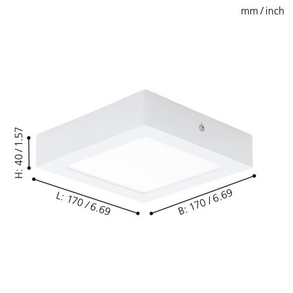 Eglo 94074 - LED потолочный светильник FUEVA 1 LED/10,88 Вт/230 В 17x17 см