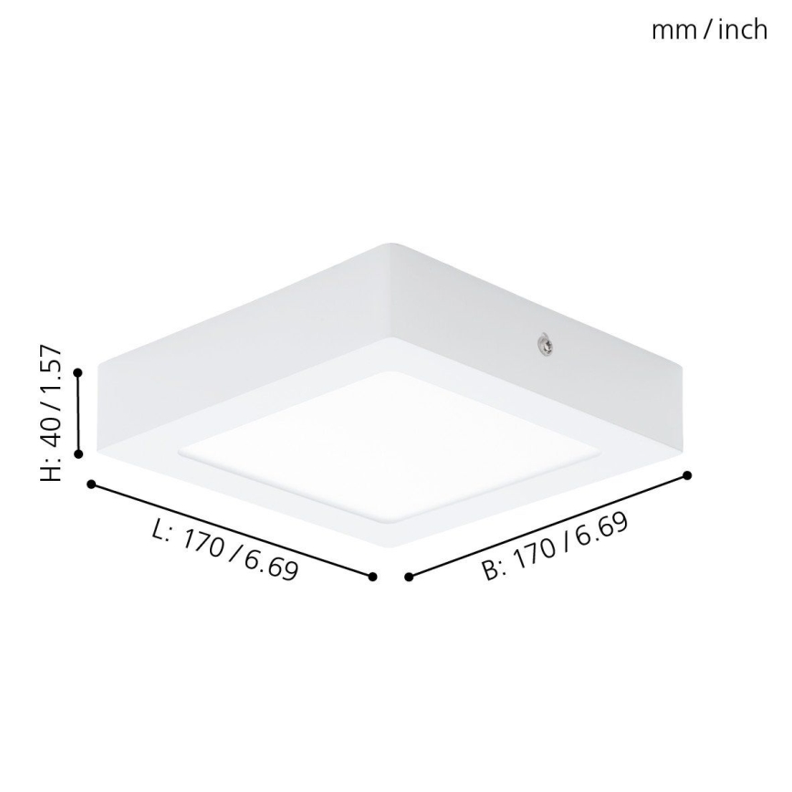Eglo 94074 - LED потолочный светильник FUEVA 1 LED/10,88 Вт/230 В 17x17 см