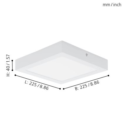 Eglo 94077 - LED-потолочный светильник FUEVA 1 LED/16,47Вт/230В 22,5x22,5 см