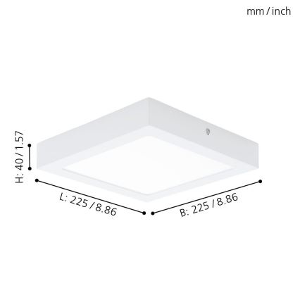 Eglo 94078 - LED потолочный светильник FUEVA 1 LED/16,44W/230V 22,5x22,5 cm