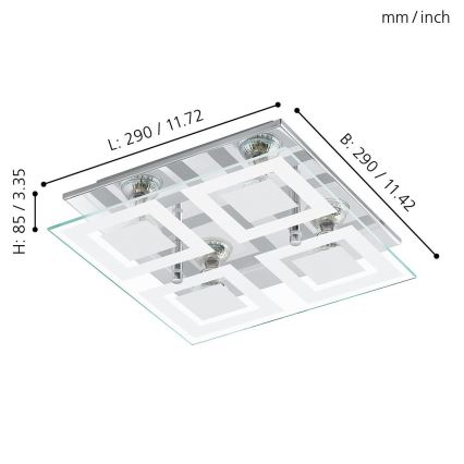 Eglo - Светодиодный потолочный светильник 4xGU10-LED/3W/230V