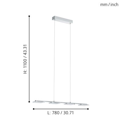 Eglo - Светодиодный подвесной светильник 4xLED/4,5W/230V
