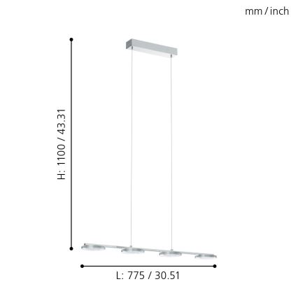 Eglo - Світлодіодний підвісний світильник 4xLED/4,5W/230V