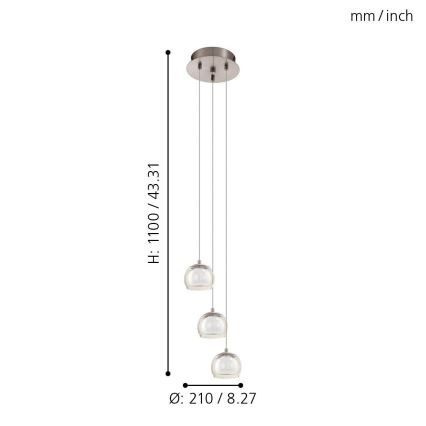 Eglo - Світлодіодний підвісний світильник 3xLED/3,3W/230V