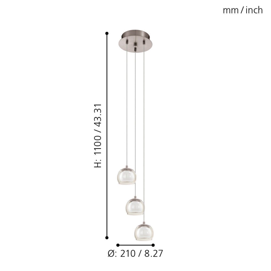 Eglo - Світлодіодний підвісний світильник 3xLED/3,3W/230V