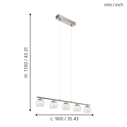 Eglo 94319 - Светодиодный подвесной светильник ASCOLESE 5xLED/3,3W/230V