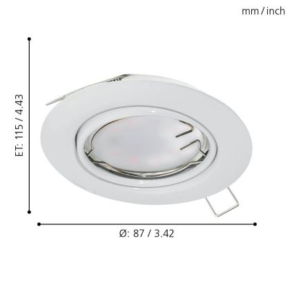 Eglo - НАБОР 3x Светодиодный встроенный светильник PENETO 3xGU10-LED/5W/230V
