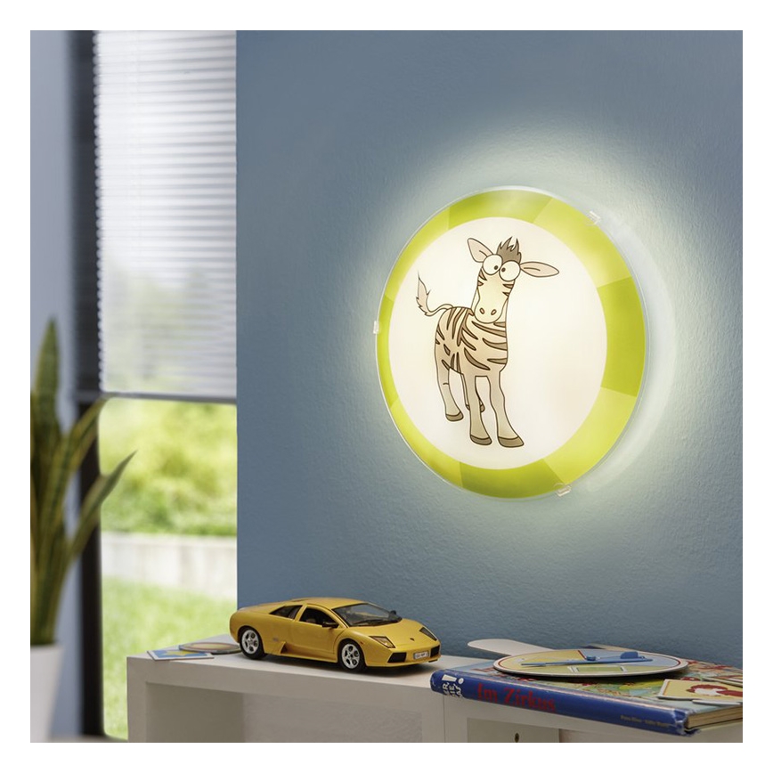 Eglo 94458 - Дитячий стельовий світильник BIUBIU 1xE27/60W/230V зебра