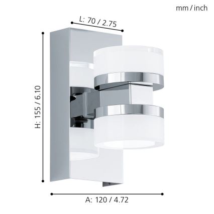 Eglo - LED Настінний світильник для ванної кімнати 2xLED/4,5W/230V IP44