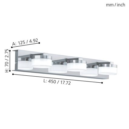 Eglo - Світлодіодний настінний світильник для ванної кімнати 3xLED/4,5W/230V IP44
