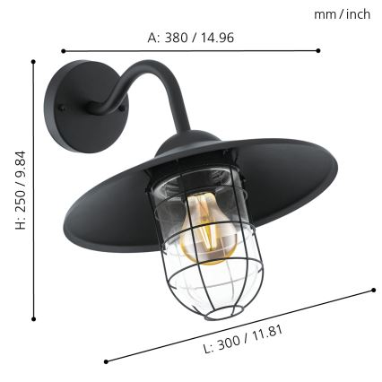 Eglo - Уличный светильник 1xE27/60W/230V IP44