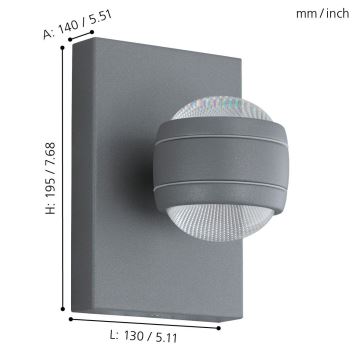 Eglo - Светодиодный уличный светильник 2xLED/3,7W/230V IP44
