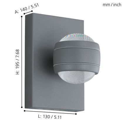 Eglo - Світлодіодний вуличний світильник 2xLED/3,7W/230V IP44