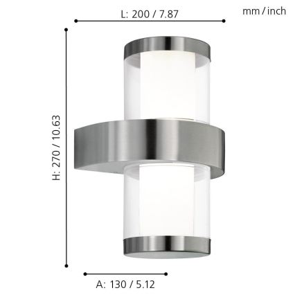 Eglo 94799 - Наружный настенный светильник BEVERLY 1 2xLED/3,7W/230V IP44