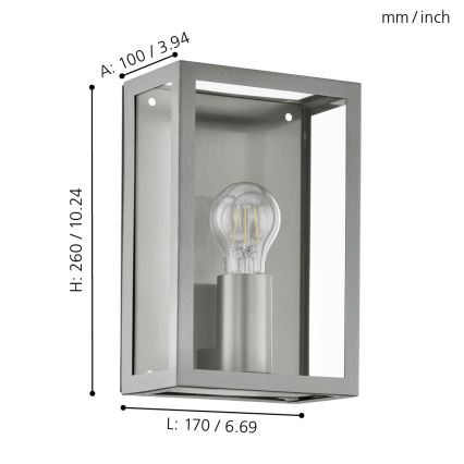 Eglo - Уличный светильник 1xE27/60W/230V IP44