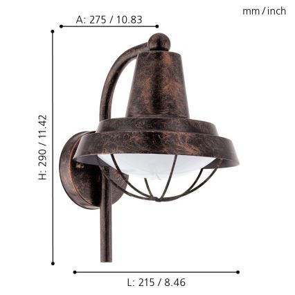 Eglo - Уличный светодиодный светильник 1xE27/8,5W/230V IP44