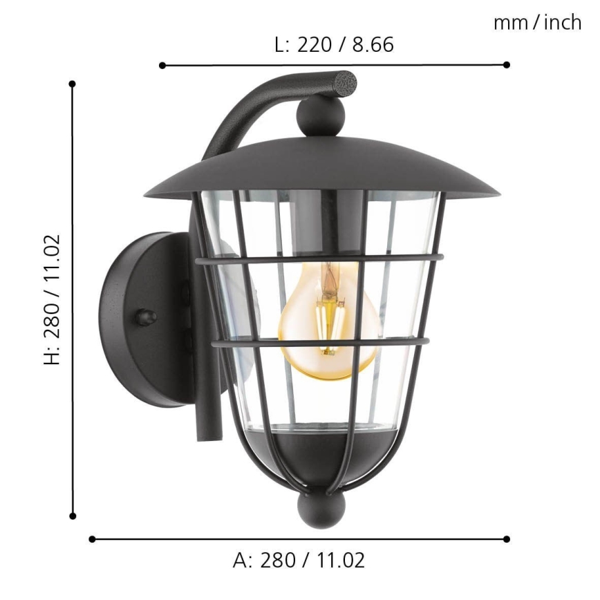 Eglo - Уличный светодиодный светильник 1xE27/8,5W/230V IP44