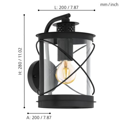 Eglo - Наружный светильник 1xE27/60W/230V IP44