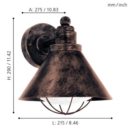 Eglo - Уличный светильник 1xE27/40W/230V IP44
